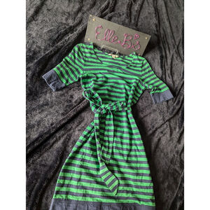 EUC Banana Republic Green/Navy Dress w/ Belt XS